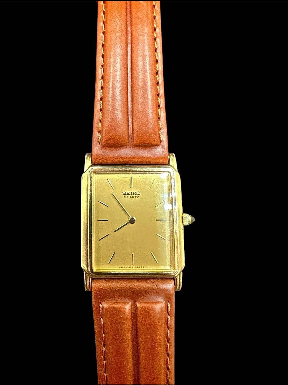 Seiko Quartz Tank Dress Watch Rectangular Gold-Tone Watch in Brown